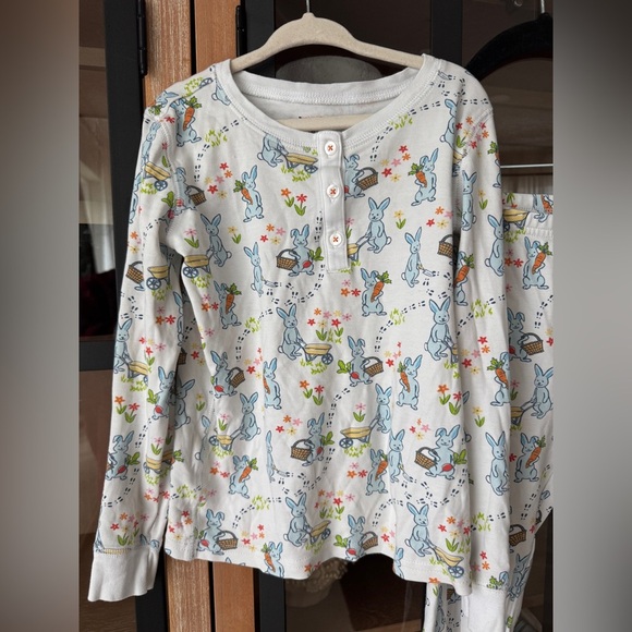 Roller Rabbit pajamas set pima pants long sleeve henley tee bunny hoppy spring - Picture 2 of 7